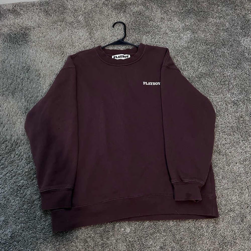 PLAYBOY Men's Crewneck Sweatshirt in Burgundy